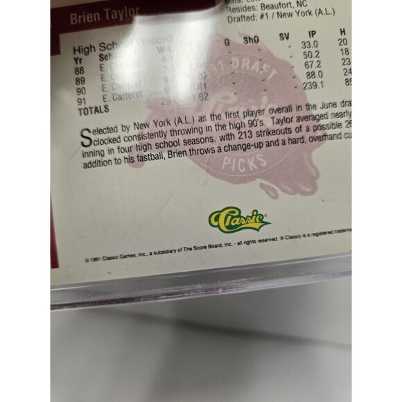 1991 Classic Four Sport #51 Brien Taylor - Picture 3 of 4